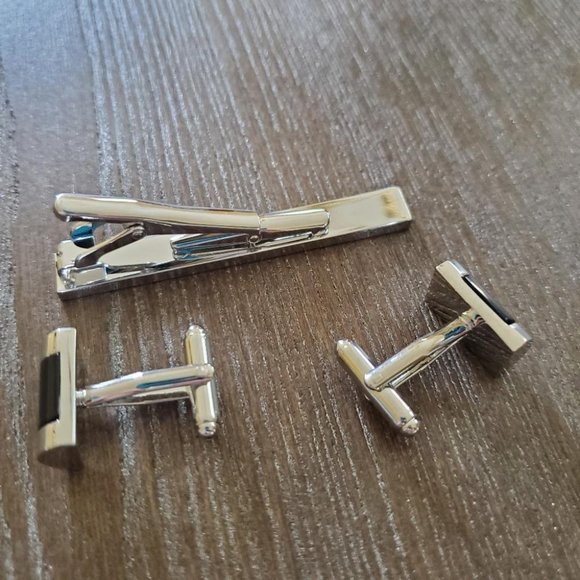 Stainless Steel Cuff Links Tie Clip Set - Picture 5 of 5